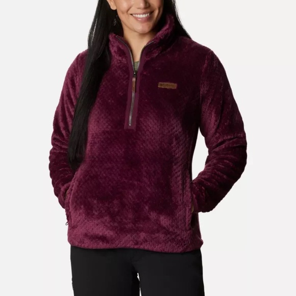 Columbia Women’s Fire Side Sherpa 1/4 Zip Pullover Jacket in Marionberry Large - Picture 1 of 16